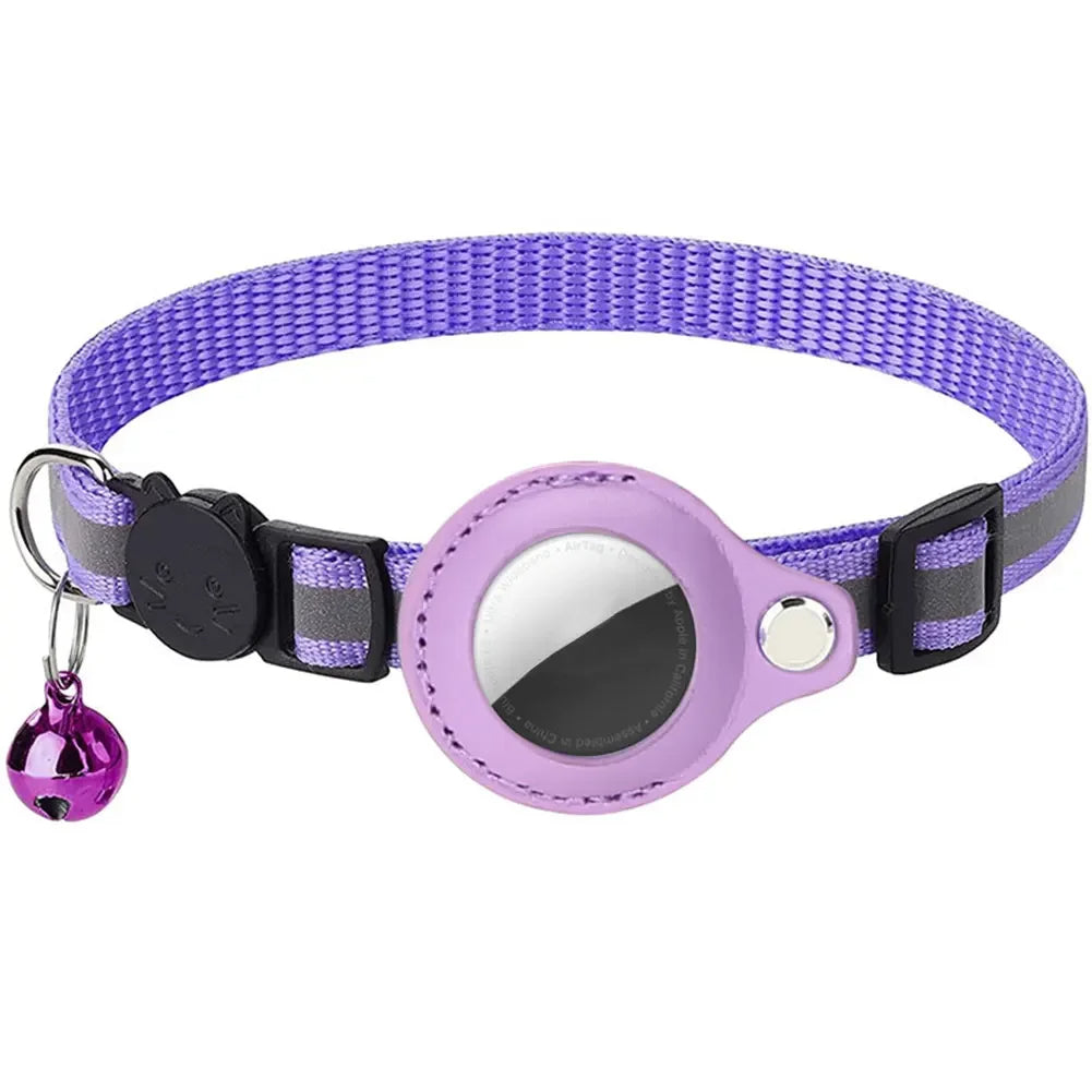 Reflective Breakaway Cat Collar with AirTag Holder – Adjustable Pet Tracker Collar