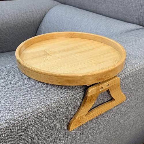 Sofa Armrest Tray with Non-Slip Base – Couch Arm Table for Drinks, Snacks & Remotes – Space-Saving Living Room Organizer