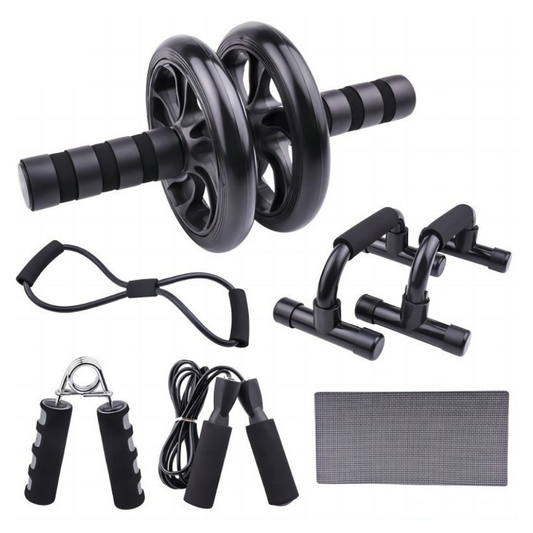 Abs Roller Wheel Kit – Dual Wheel Core Trainer – Home Fitness Exercise – Strengthen & Tone Abs