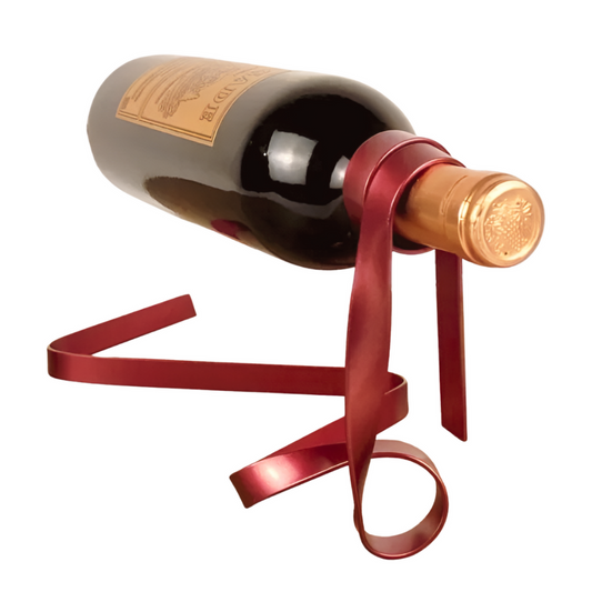 Floating Ribbon Wine Holder – Iron Bottle Display Stand for Stylish Table Décor