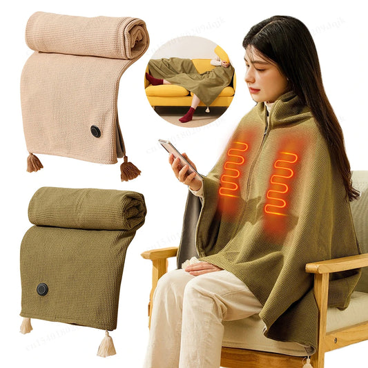 Wearable Electric Heating Blanket – Soft Heated Shawl for Home & Outdoor Use – Cozy Warmth Anywhere