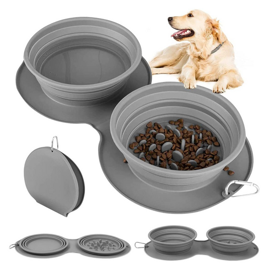 Silicone Foldable Slow Feeding Pet Bowl – Portable Travel Bowl for Dogs & Cats, Promotes Healthier Eating