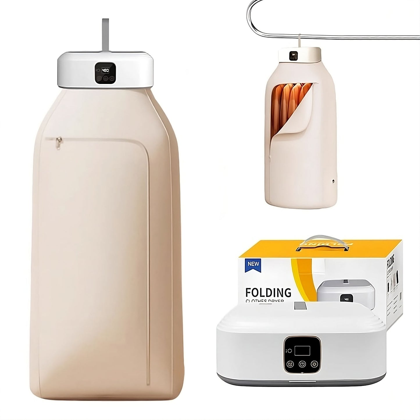 Electric Travel Clothes Dryer – Portable Folding Design for Small Spaces & Travel – Quick Drying Laundry Solution