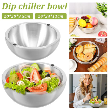 Stainless Steel Cooling Bowl – Double Wall Chilling Bowl for Food & Drink Preparation