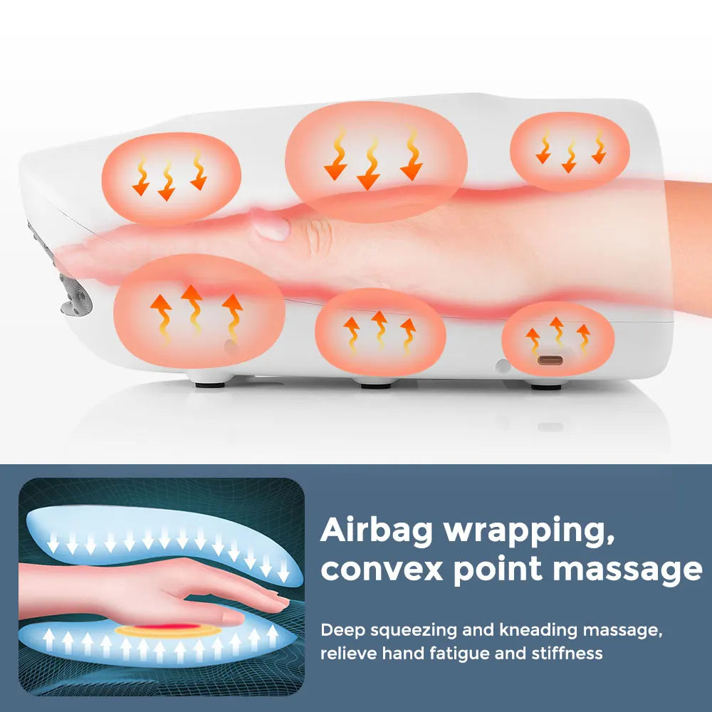 Wireless Electric Hand Massager with Compression & Heat | Rechargeable Hand Therapy Device for Relaxation & Comfort