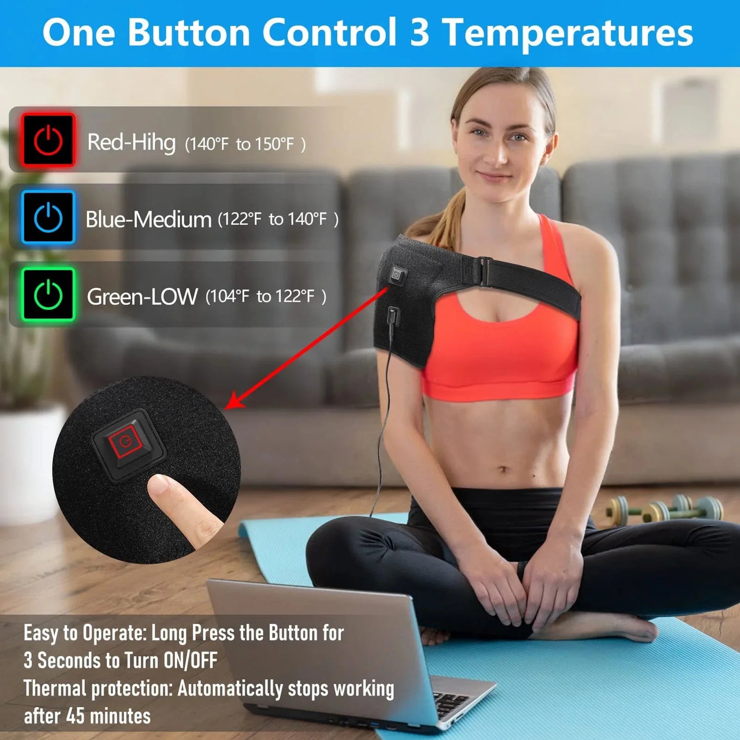 USB Heated Shoulder Brace – Adjustable Warm Compression Support for Sports & Daily Wear – Comfortable Shoulder Support