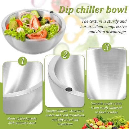Stainless Steel Cooling Bowl – Double Wall Chilling Bowl for Food & Drink Preparation