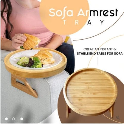 Sofa Armrest Tray with Non-Slip Base – Couch Arm Table for Drinks, Snacks & Remotes – Space-Saving Living Room Organizer