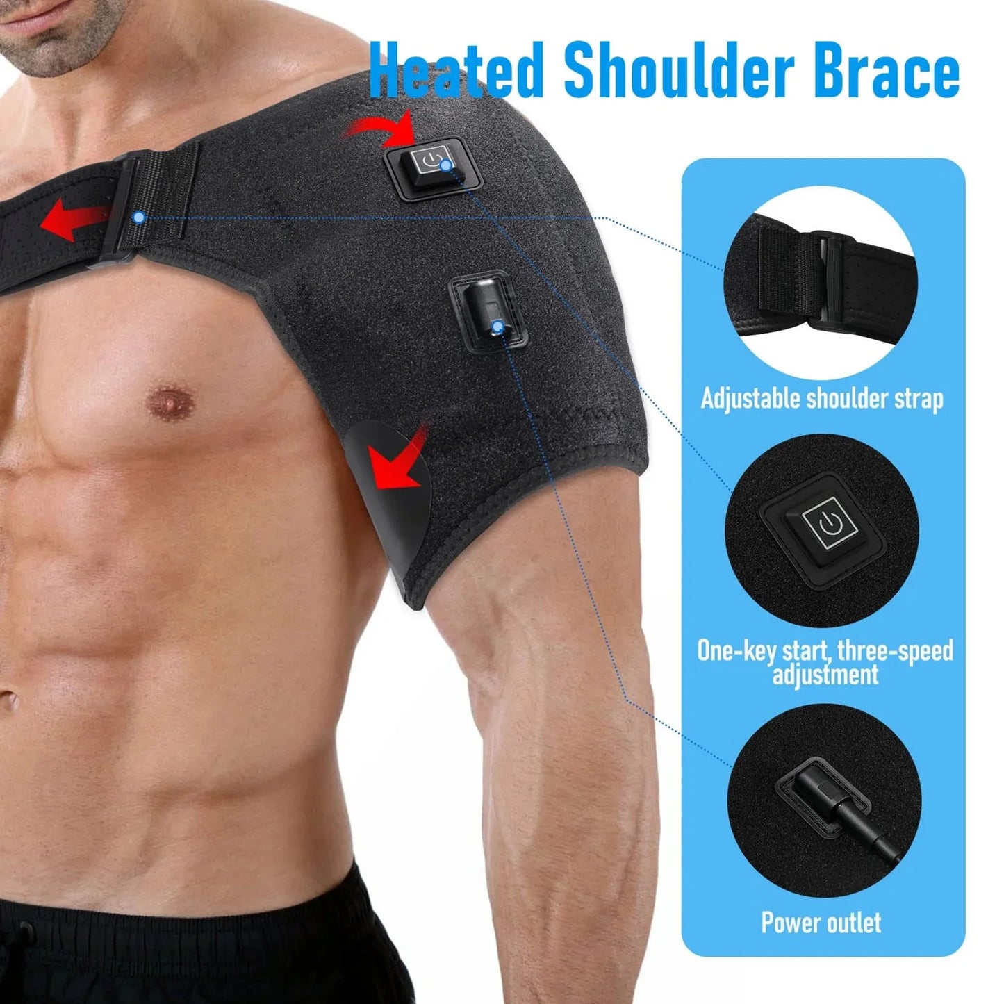 USB Heated Shoulder Brace – Adjustable Warm Compression Support for Sports & Daily Wear – Comfortable Shoulder Support