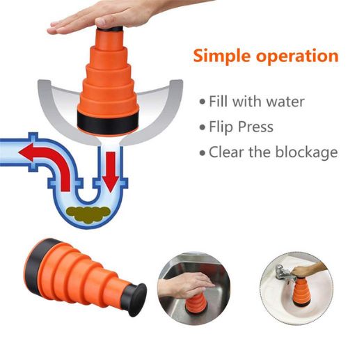 Kitchen Sink Plunger – High-Pressure Drain Cleaner for Sinks, Bathtubs & Showers