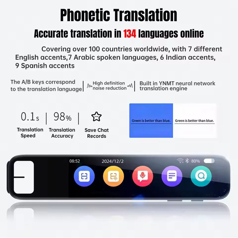 GPT AI Translation Pen – Portable Smart Translator for Travel, Study & Communication