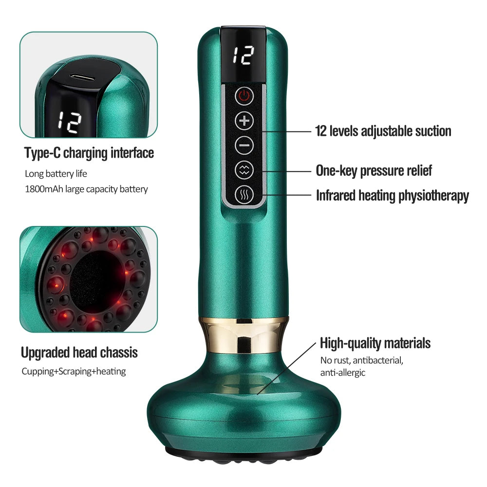 Intelligent Infrared Cupping Massager – Electric Handheld Therapy Device for Home & Office – Relieves Muscle Tension & Promotes Relaxation