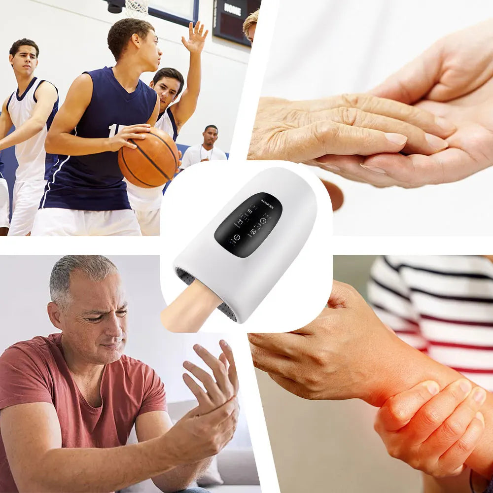 Wireless Electric Hand Massager with Compression & Heat | Rechargeable Hand Therapy Device for Relaxation & Comfort