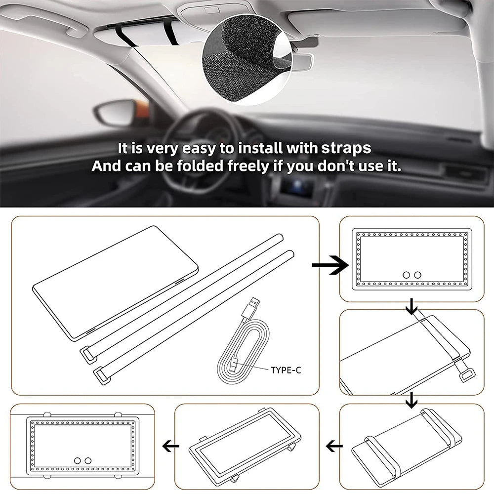 Car Makeup Mirror – Adjustable LED Vanity Mirror for Vehicles & Travel