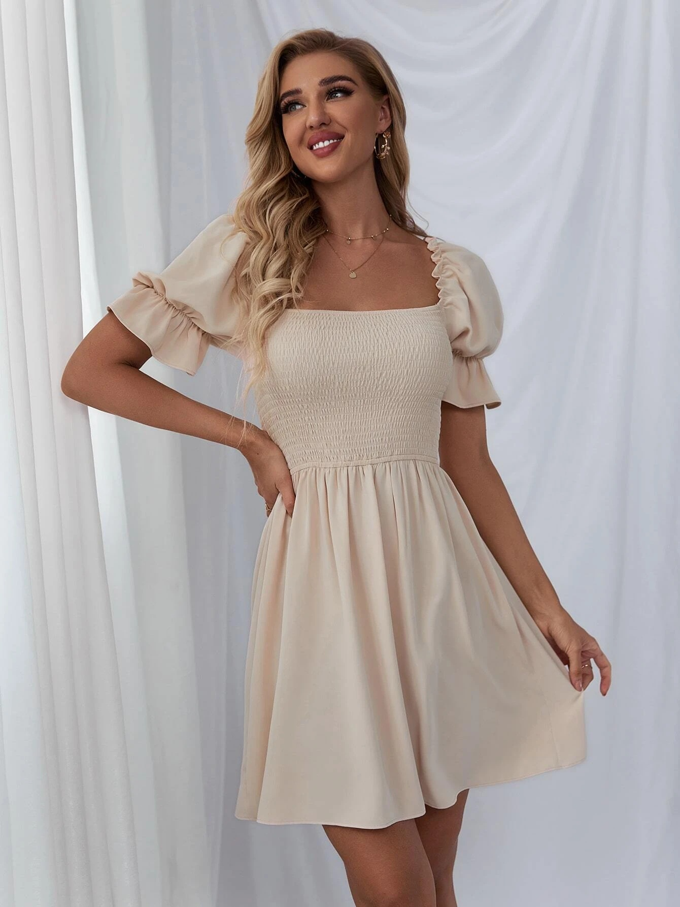 Women’s Square Neck A-Line Dress – Lightweight & Flowy – Casual, Party & Work Wear – Comfortable Everyday Style