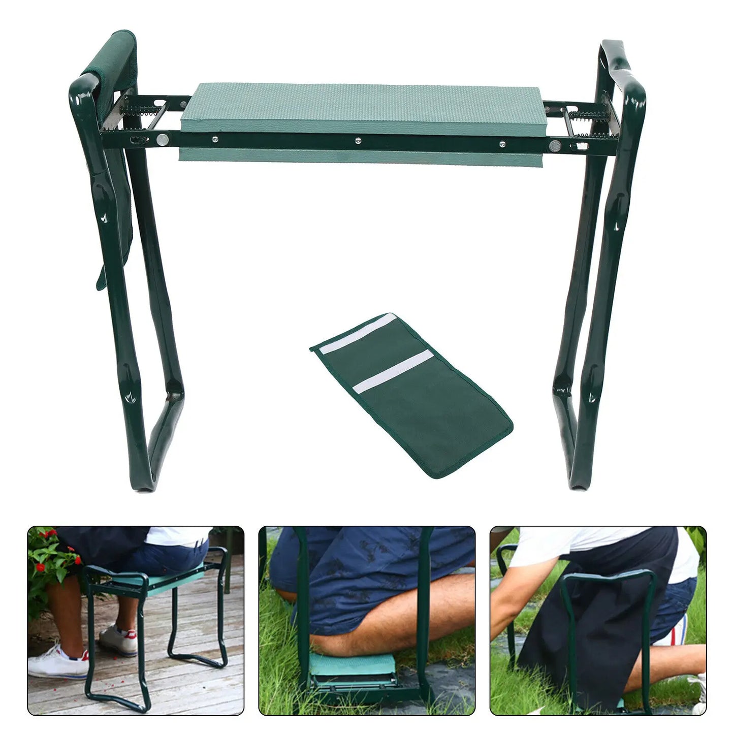 Garden Kneeler Folding Chair – 2-in-1 Kneeling Bench with Soft Cushion for Gardening – Comfortable Support