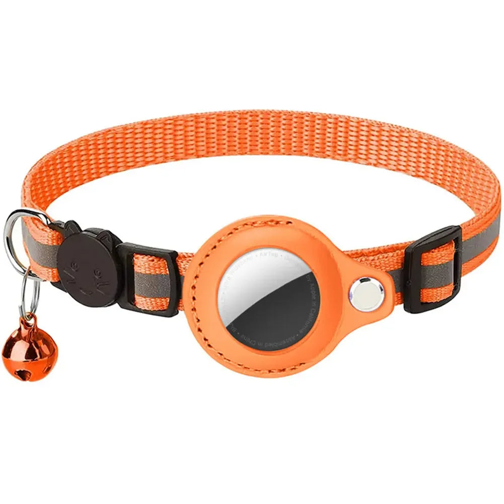 Reflective Breakaway Cat Collar with AirTag Holder – Adjustable Pet Tracker Collar