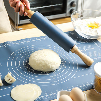 Thick Non-Slip Rolling Pin & Large Non-Stick Pastry Mat – Baking Tool Set for Dough, Smooth & Easy Rolling