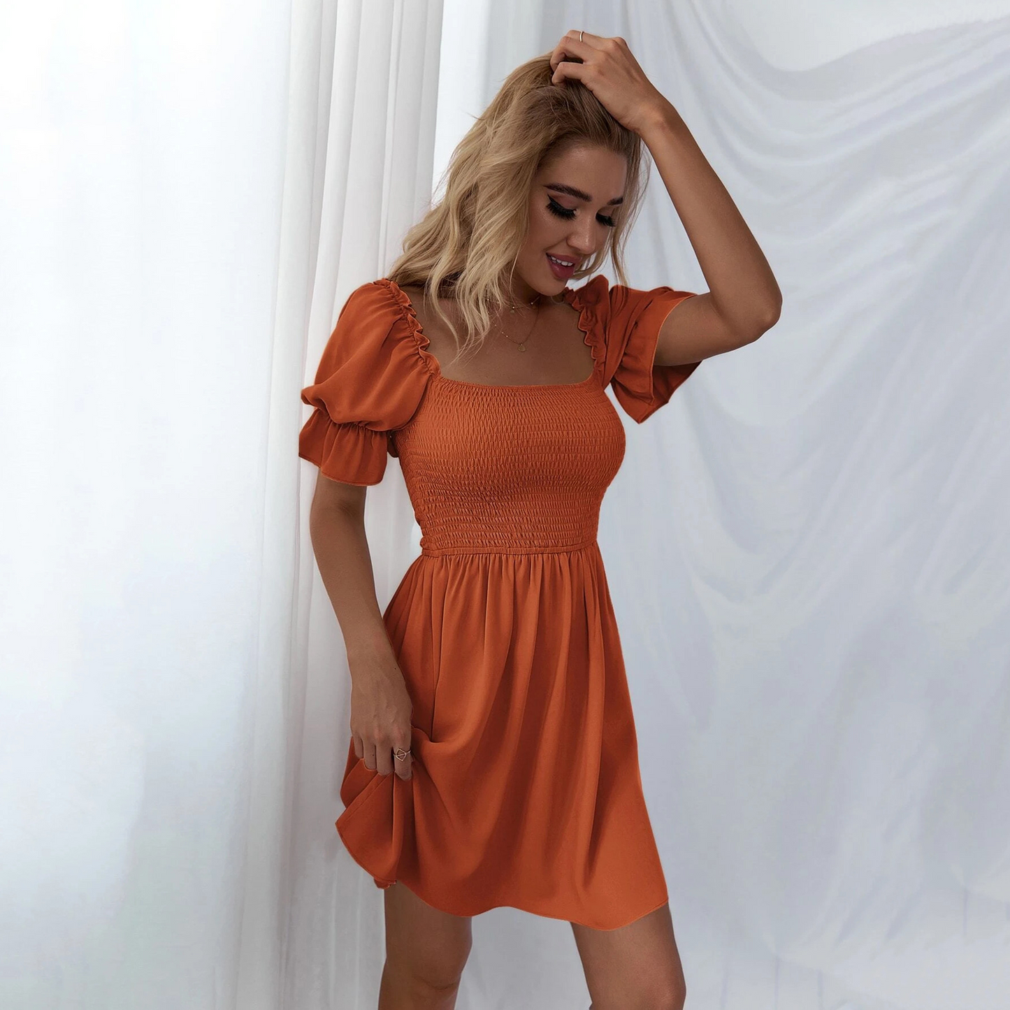 Women’s Square Neck A-Line Dress – Lightweight & Flowy – Casual, Party & Work Wear – Comfortable Everyday Style
