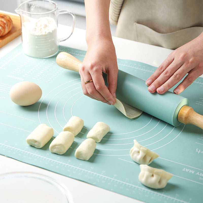 Thick Non-Slip Rolling Pin & Large Non-Stick Pastry Mat – Baking Tool Set for Dough, Smooth & Easy Rolling